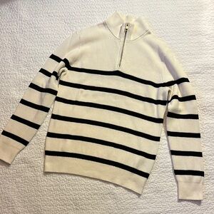 Men’s M slim fit 100% Cotton Striped Half-Zip Sweater